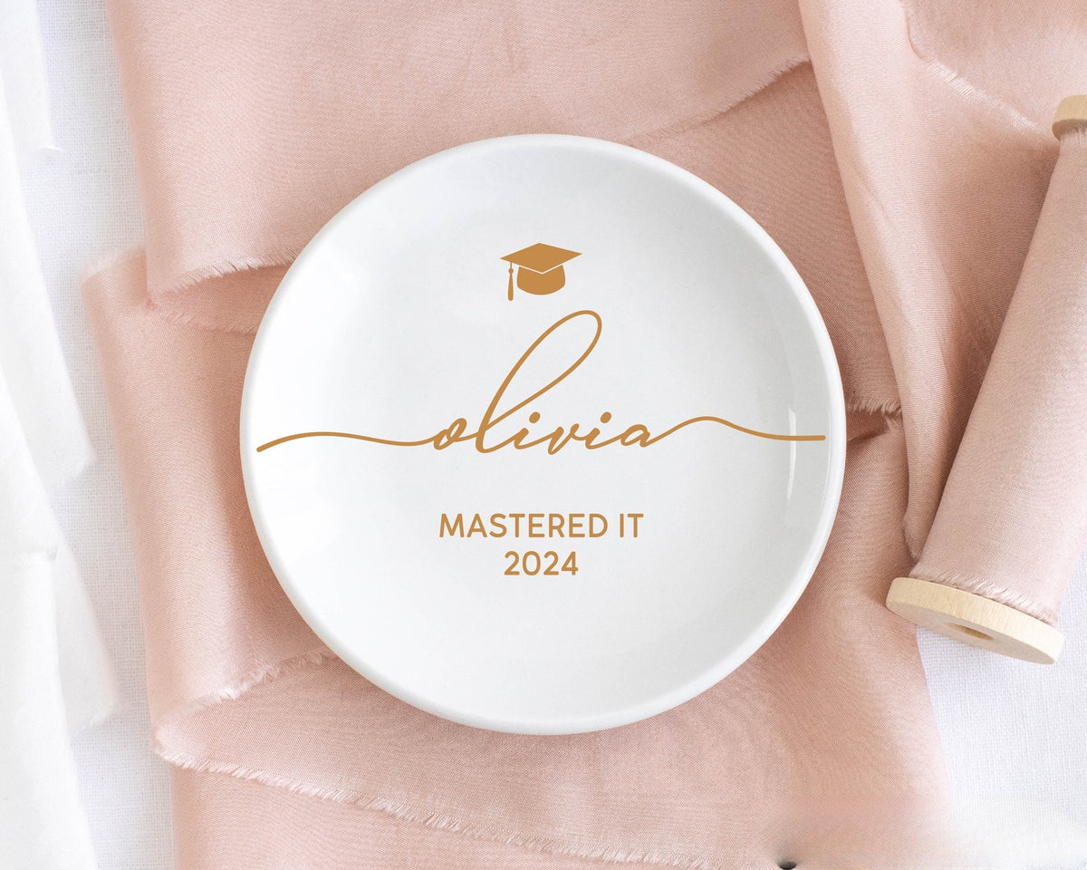 Personalized Graduation Gift, Custom Jewelry Dish, Class of 2025 College Graduation Gift for Her, Masters Degree Gifts, PHD Graduation Gifts