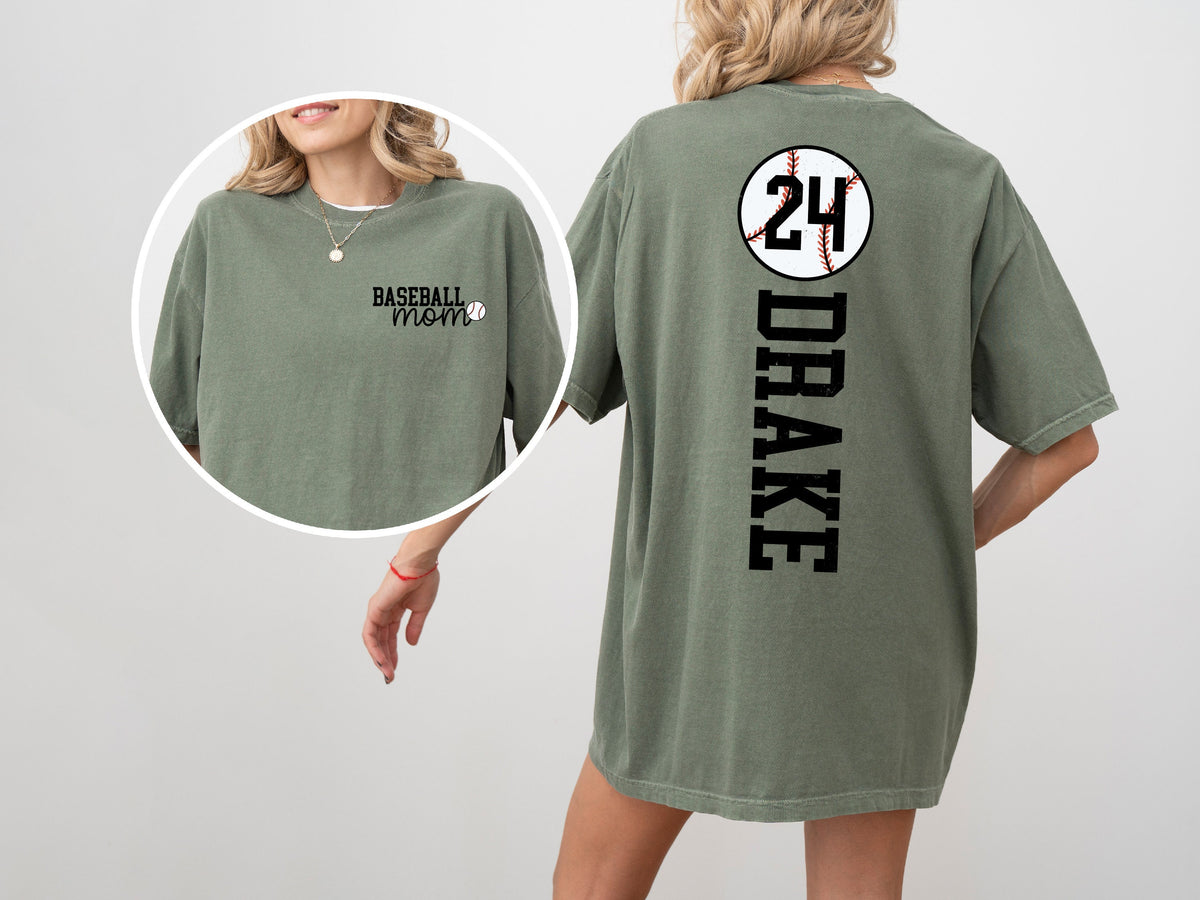 Baseball Mom Shirt With Kids Name & Jersey Number, Cute Baseball Season Mama Shirt, Gift For Baseball Lover Mom Shirt, Mothers Day Gift Mom