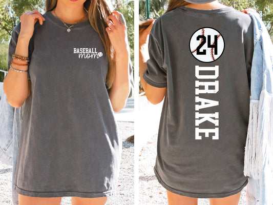 Baseball Mom Shirt With Kids Name & Jersey Number, Cute Baseball Season Mama Shirt, Gift For Baseball Lover Mom Shirt, Mothers Day Gift Mom