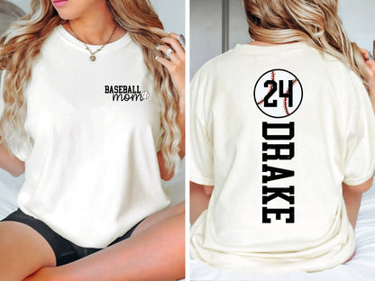 Baseball Mom Shirt With Kids Name & Jersey Number, Cute Baseball Season Mama Shirt, Gift For Baseball Lover Mom Shirt, Mothers Day Gift Mom
