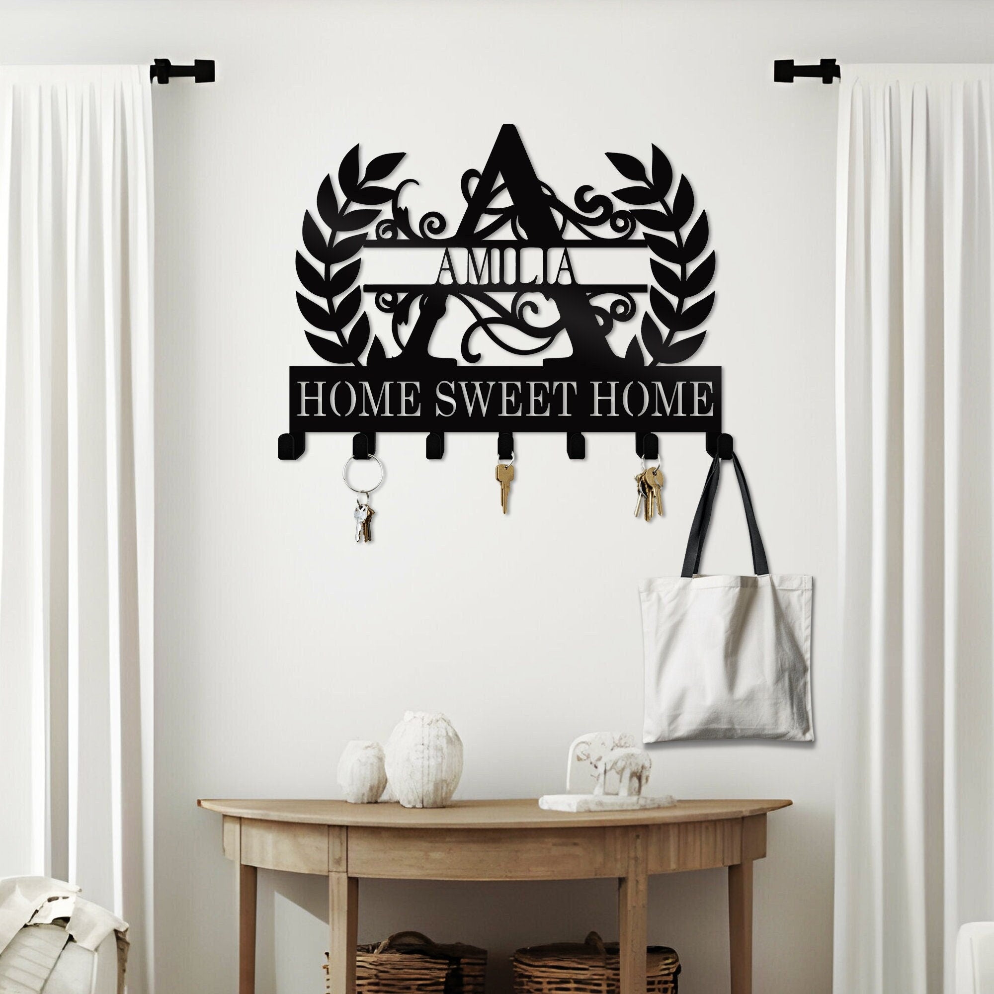 Personalized Initial Monogram Key Holder | Family Name Key Hangers | Metal Home Decor | Wall Hangings | Housewarming Gifts | Birthday Gifts