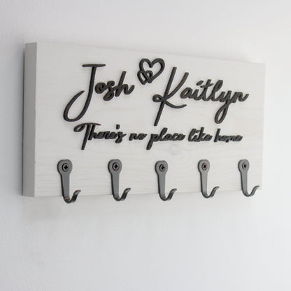 Key Holder with Hooks, Keys or Fully Personalised Housewarming, New Home, Couples Gift, Family Name.