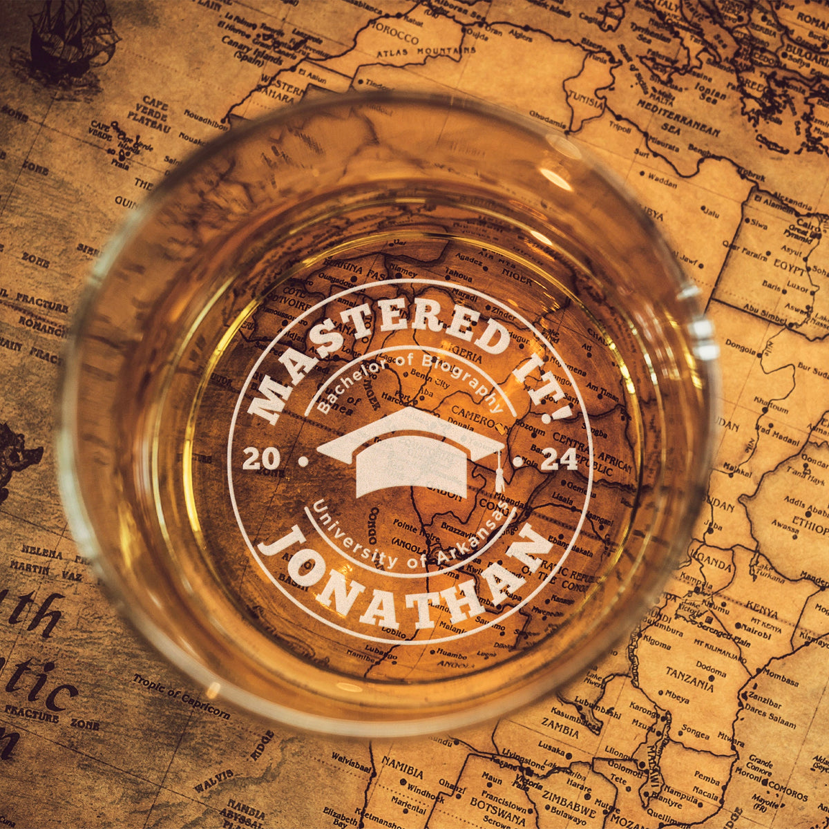 Personalized Masters Degree Graduation Gifts - Custom Mastered It Rock Glass Grad Gift for Men