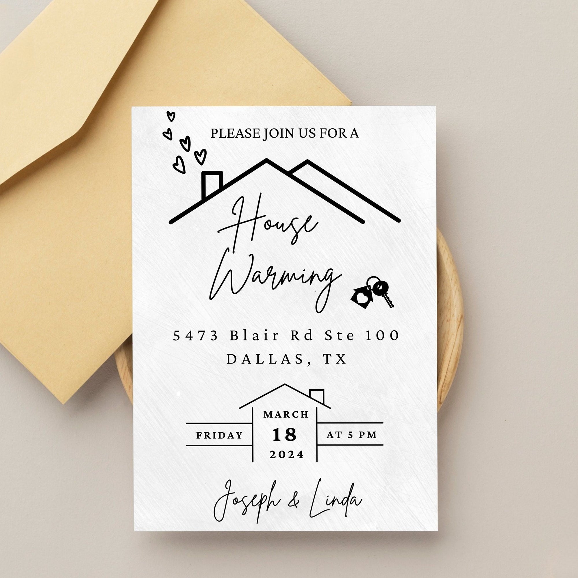 Housewarming Invite Template, Minimalist New Home Party Invite Card, Housewarming Invitation Card