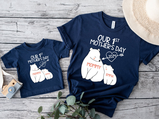 Our 1st Mother's Day Shirt, Mommy and Me Shirts, First Mothers Day Outfits, Custom With Names, Matching Mom and Baby Shirt
