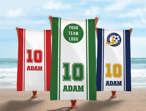 Sport Team Beach Towel, School Personalized Hockey Team Towel, Swim Team Beach Towel with Logo, Basketball Gift for Team, Senior team gift