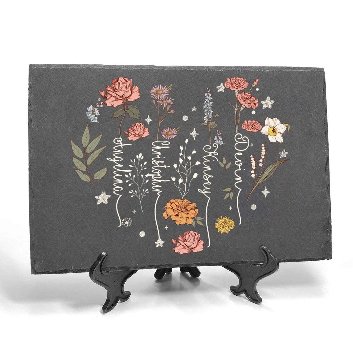 Personalized Garden Stone, Custom Birth Flowers Stone, Mother's Day Gift for Grandma/Nana, Outdoor Decoration, Garden Gift for Mom