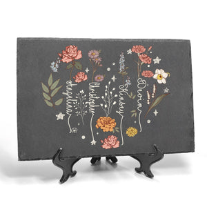 Personalized Garden Stone, Custom Birth Flowers Stone, Mother's Day Gift for Grandma/Nana, Outdoor Decoration, Garden Gift for Mom