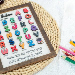 Personalized Teacher ABC Sign, Personalized Teacher Appreciation Sign, Preschool Teacher Gift, Kindergarten Teacher Gift, Teacher Thank You