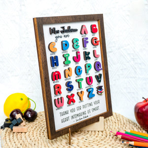 Personalized Teacher ABC Sign, Personalized Teacher Appreciation Sign, Preschool Teacher Gift, Kindergarten Teacher Gift, Teacher Thank You