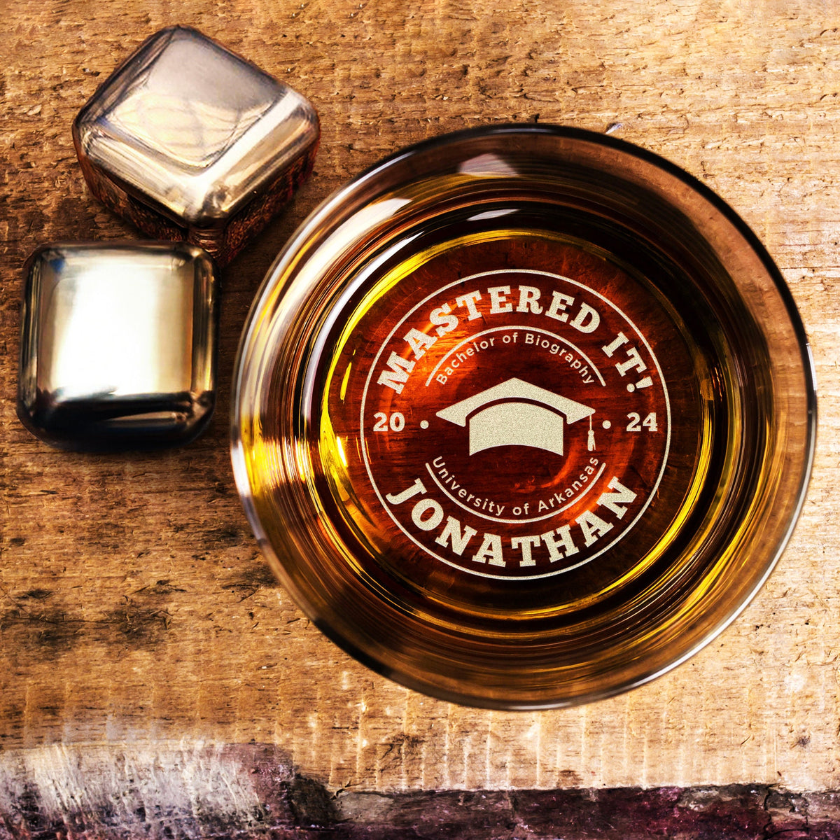 Personalized Masters Degree Graduation Gifts - Custom Mastered It Rock Glass Grad Gift for Men
