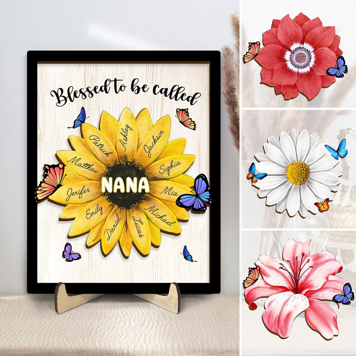 Personalized Nana Wooden Plaque, Custom Kid's Name Wooden Sign, Blessed To Be Called Grandma Wood Sign, Mother's Day Gift For Mom, Grandma