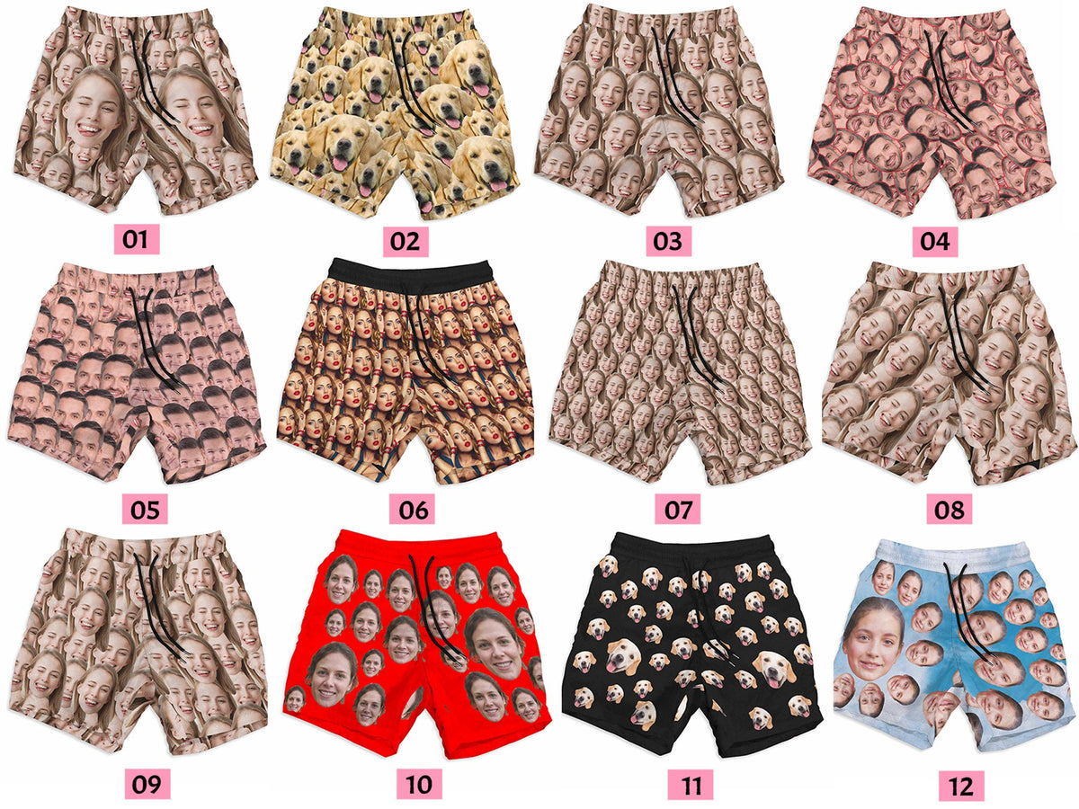 Custom Face Swim Shorts for Dad/Husband/Boyfriend, Personalized Photo Swimwear, Photo Swim Trunks, Picture Shorts Gift for Bachelor party