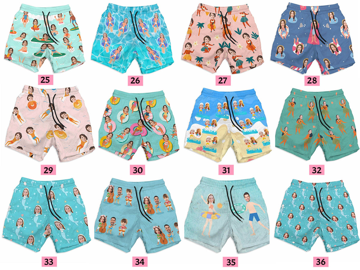 Custom Face Swim Shorts for Dad/Husband/Boyfriend, Personalized Photo Swimwear, Photo Swim Trunks, Picture Shorts Gift for Bachelor party
