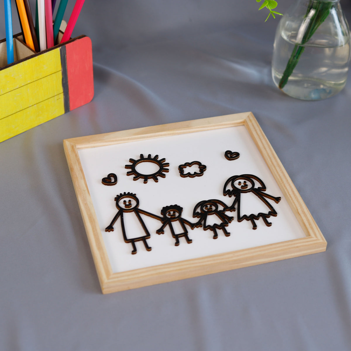 Custom Kids Drawing Keepsake, Personalized Kids Hand Drawing Wooden Sign, Custom 3D Plaque, Loved One Handwritten Frame For Mothers Day Gift