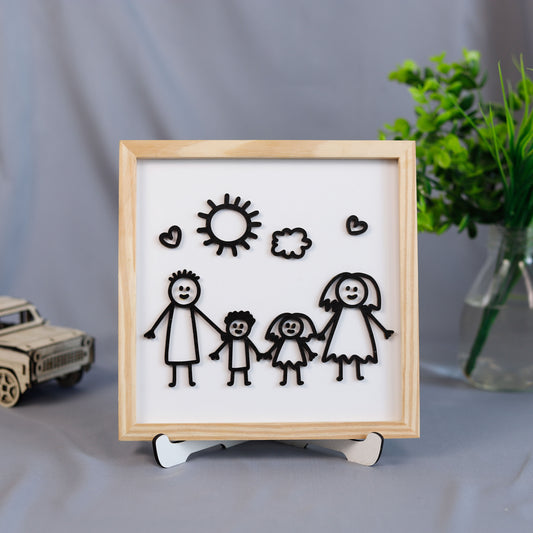 Custom Kids Drawing Keepsake, Personalized Kids Hand Drawing Wooden Sign, Custom 3D Plaque, Loved One Handwritten Frame For Mothers Day Gift