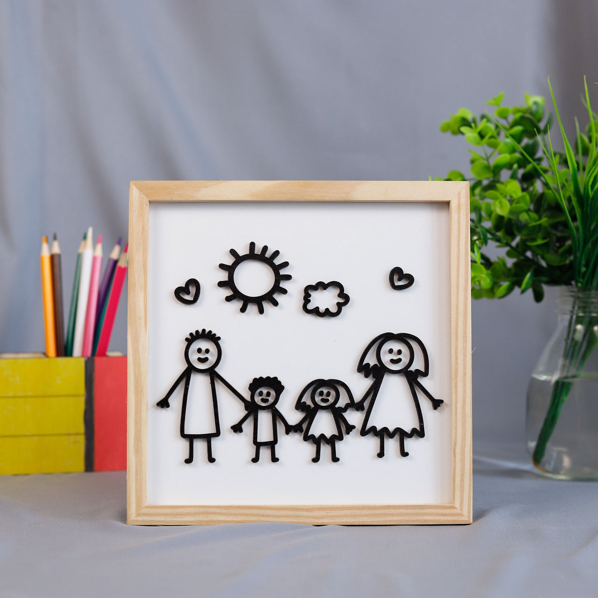 Custom Kids Drawing Keepsake, Personalized Kids Hand Drawing Wooden Sign, Custom 3D Plaque, Loved One Handwritten Frame For Mothers Day Gift