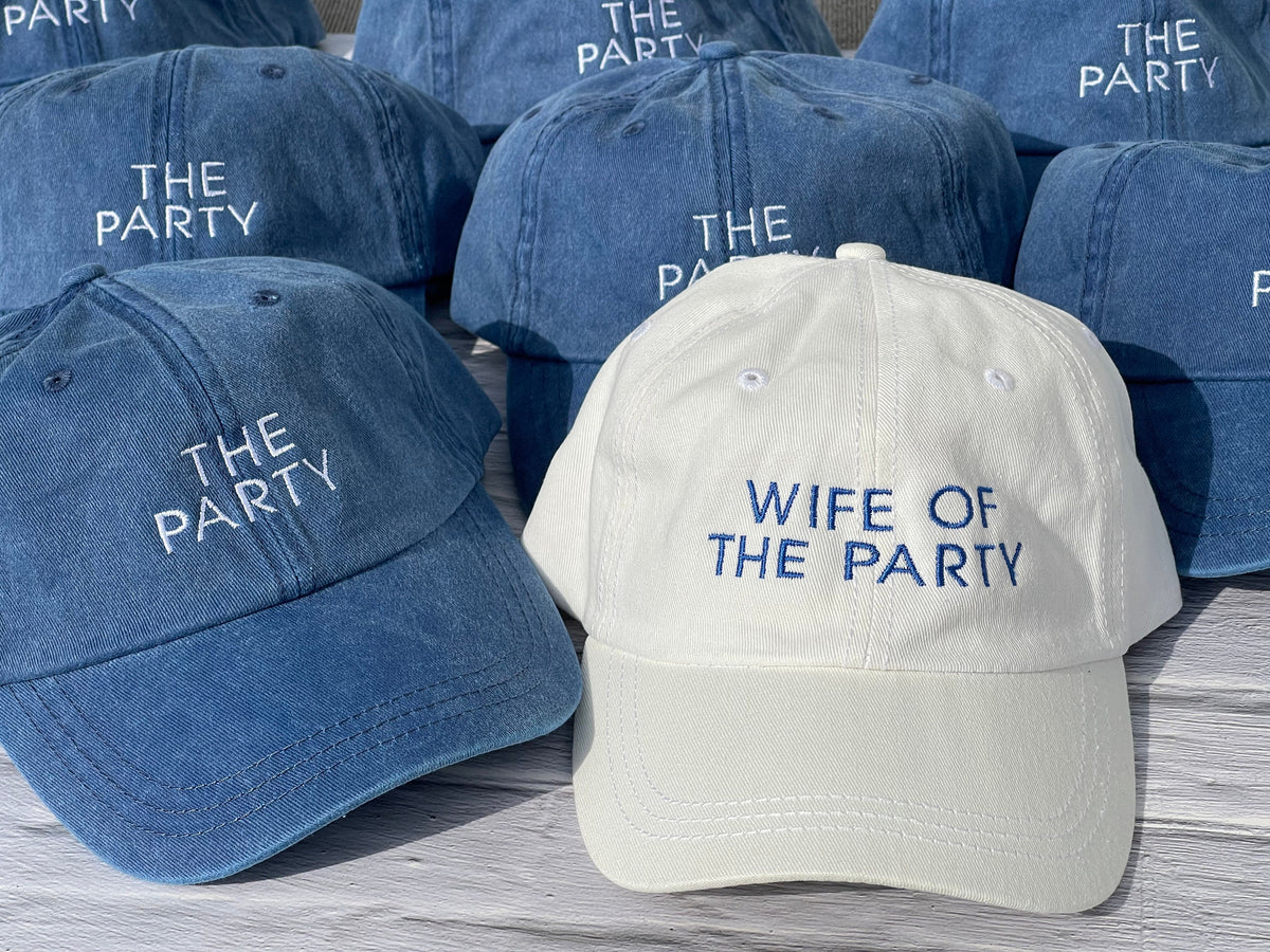 Bachelorette Party Baseball Caps, Wife Of The Party, The Party Hats, Wife Vibes-Drunk Vibes Hats, Party Vibes, Custom Hat