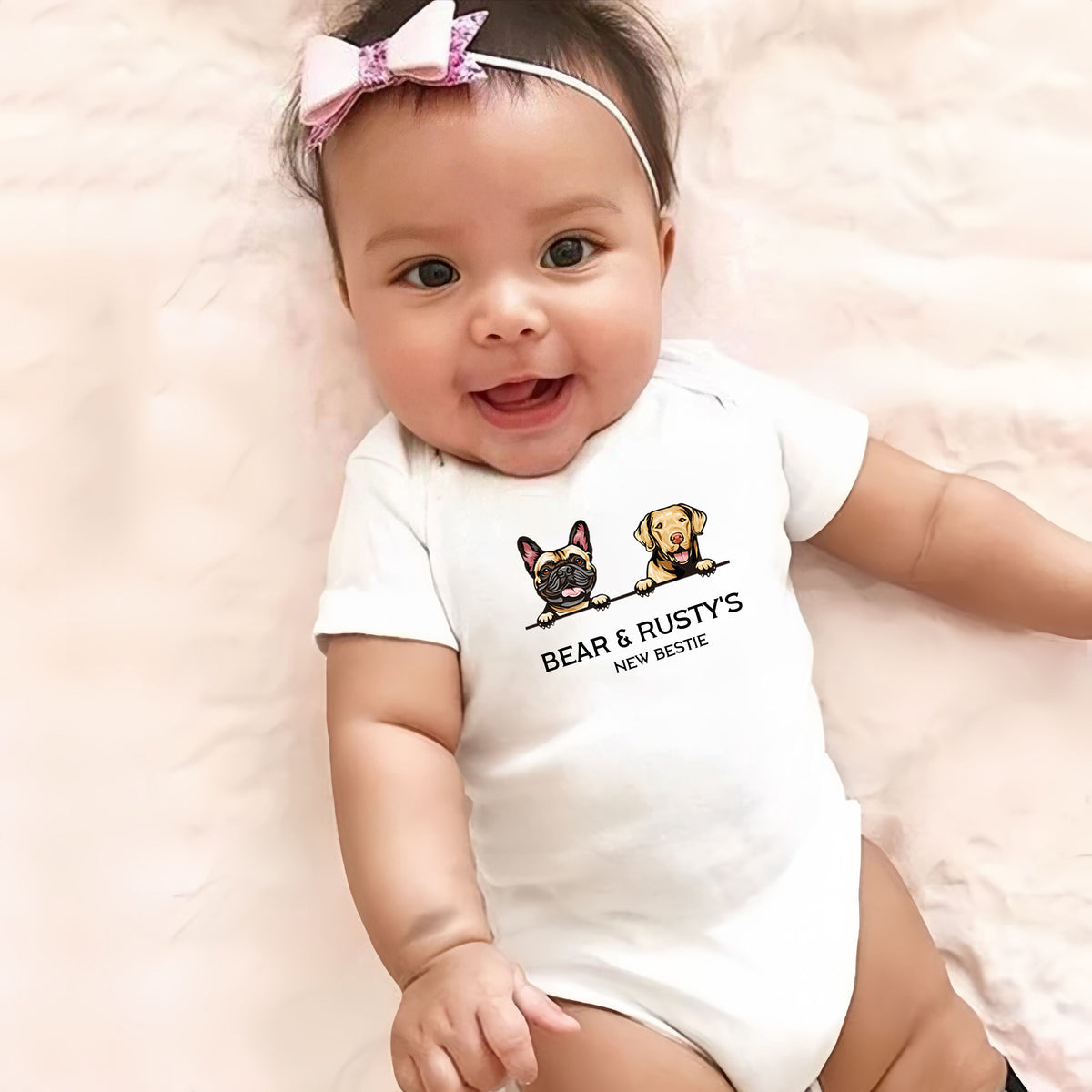 Protected By Dog Baby Bodysuit, Custom Dog Bodysuit, Personalized Dog Name, Dog Sibling Outfit, Baby Shower Gift, New Baby Gift, New Bestie