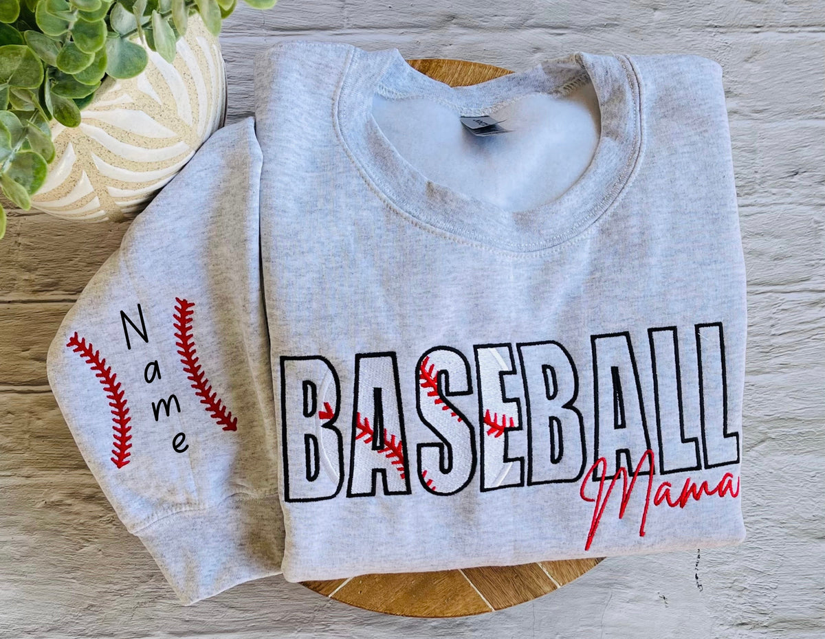 Baseball Mama Sweatshirt | Embroidered Mom Sweatshirt | Baseball Mom Shirt | Personalized Baseball Sweatshirt | Baseball Hoodie