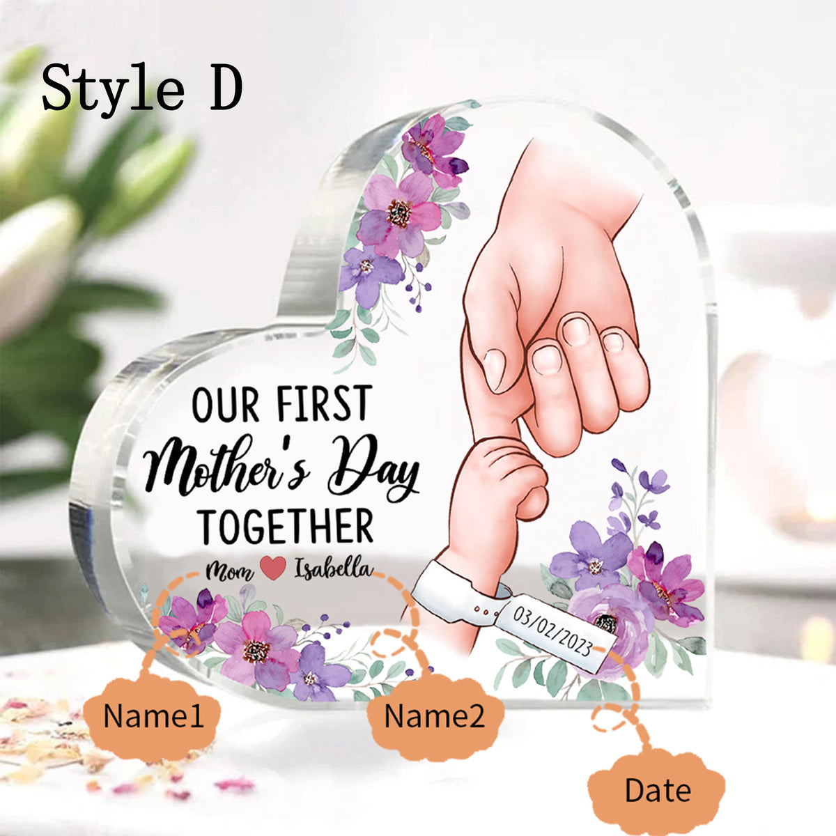 Personalised Day You Became My Mummy Date Acrylic Keepsake Block, Gift from Kids, Mother Birthday Gift, New Baby Gift for Mom