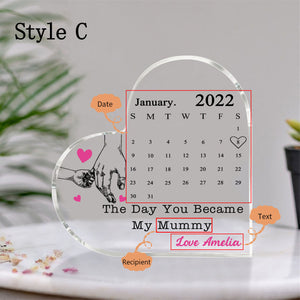 Personalised Day You Became My Mummy Date Acrylic Keepsake Block, Gift from Kids, Mother Birthday Gift, New Baby Gift for Mom