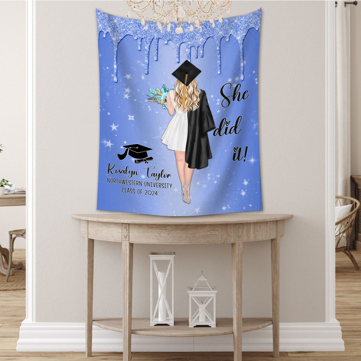 Personalized Congrats Graduation Party Tapestry Backdrop, High School Graduation Party Ideas, Graduation Party Decorations, Class Of 2025