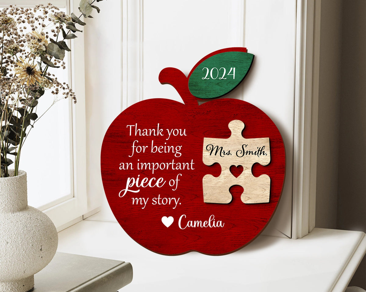Teacher Gift, Thank You For Being An Important Piece Of My Story, Teacher Sign, Custom Teacher Gift, Teacher Appreciation Gift, Puzzle Sign