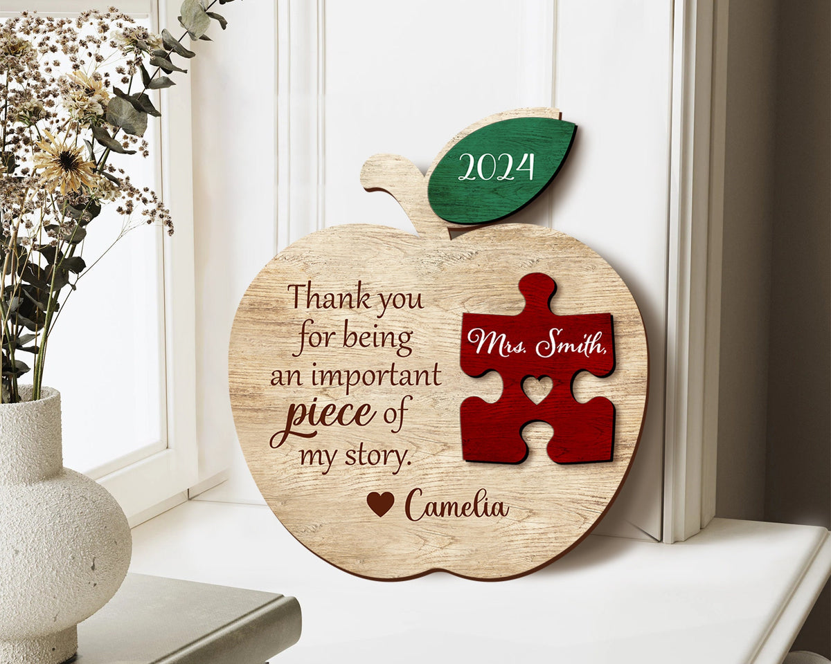 Teacher Gift, Thank You For Being An Important Piece Of My Story, Teacher Sign, Custom Teacher Gift, Teacher Appreciation Gift, Puzzle Sign