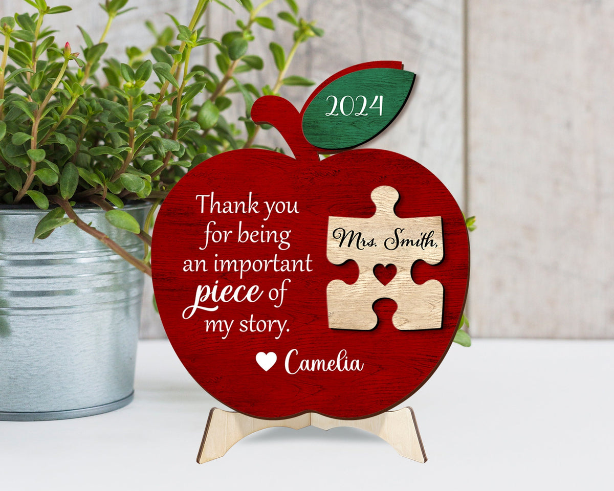 Teacher Gift, Thank You For Being An Important Piece Of My Story, Teacher Sign, Custom Teacher Gift, Teacher Appreciation Gift, Puzzle Sign