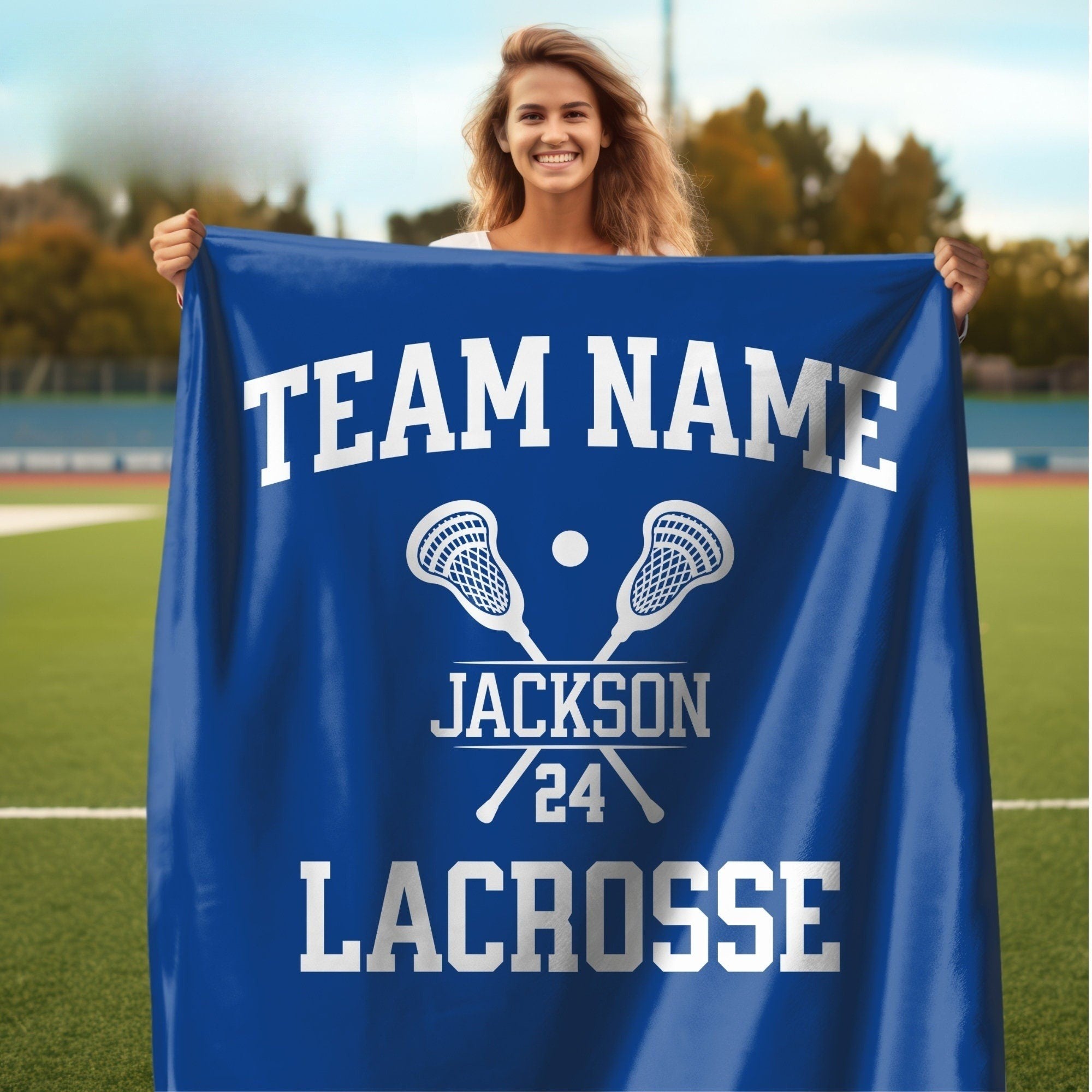 Personalized Lacrosse Blanket Custom Name Lacrosse Senior Gift for Lacrosse Team Gift Personalized Lacrosse Gift Girls Lacrosse Gift Boys