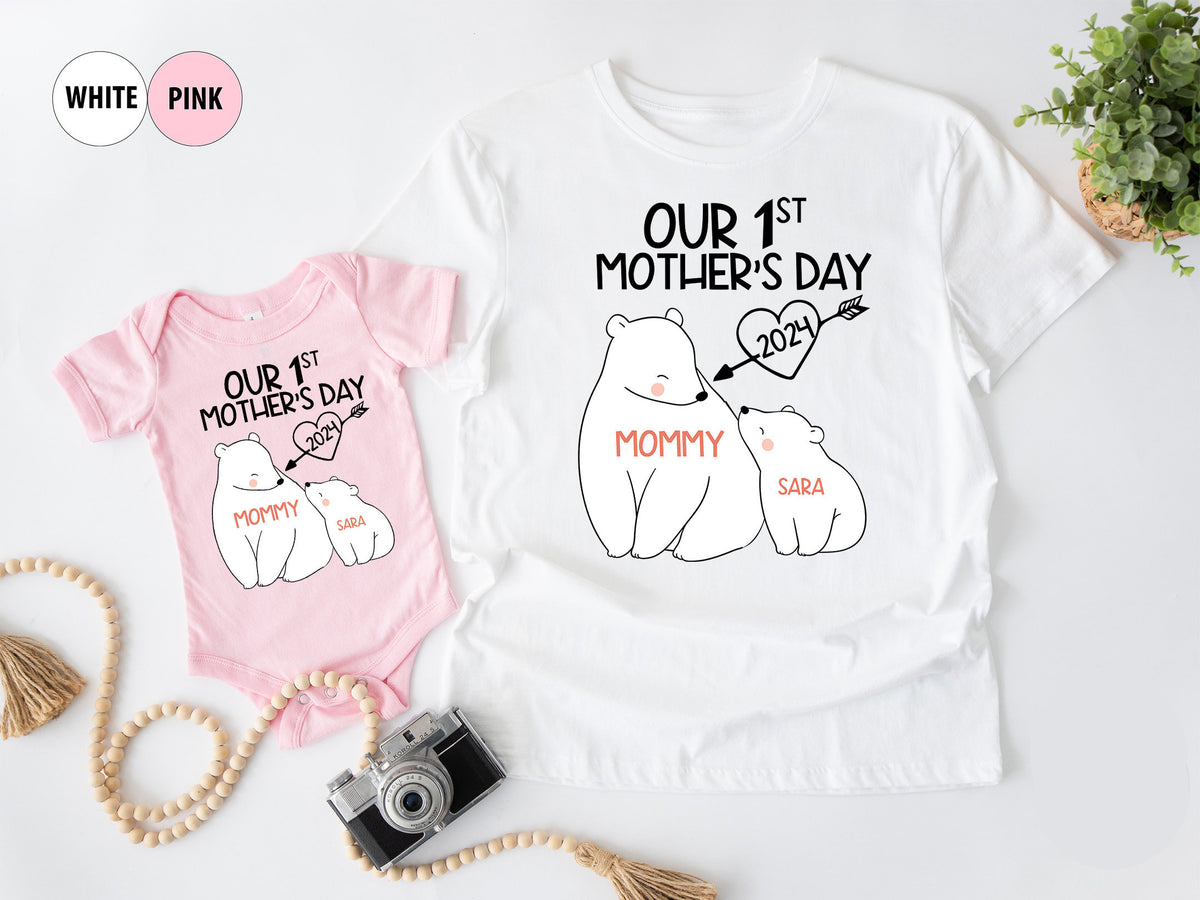 Our 1st Mother's Day Shirt, Mommy and Me Shirts, First Mothers Day Outfits, Custom With Names, Matching Mom and Baby Shirt
