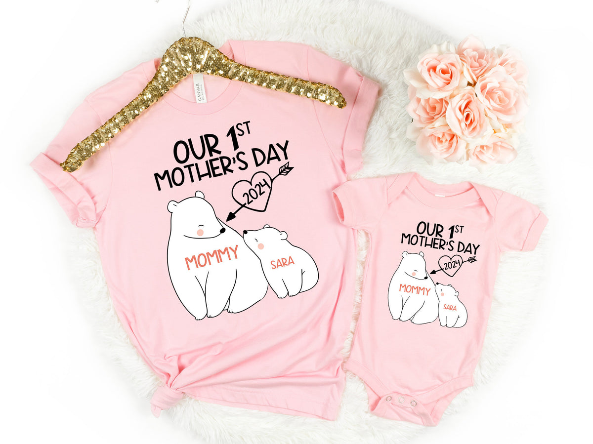 Our 1st Mother's Day Shirt, Mommy and Me Shirts, First Mothers Day Outfits, Custom With Names, Matching Mom and Baby Shirt