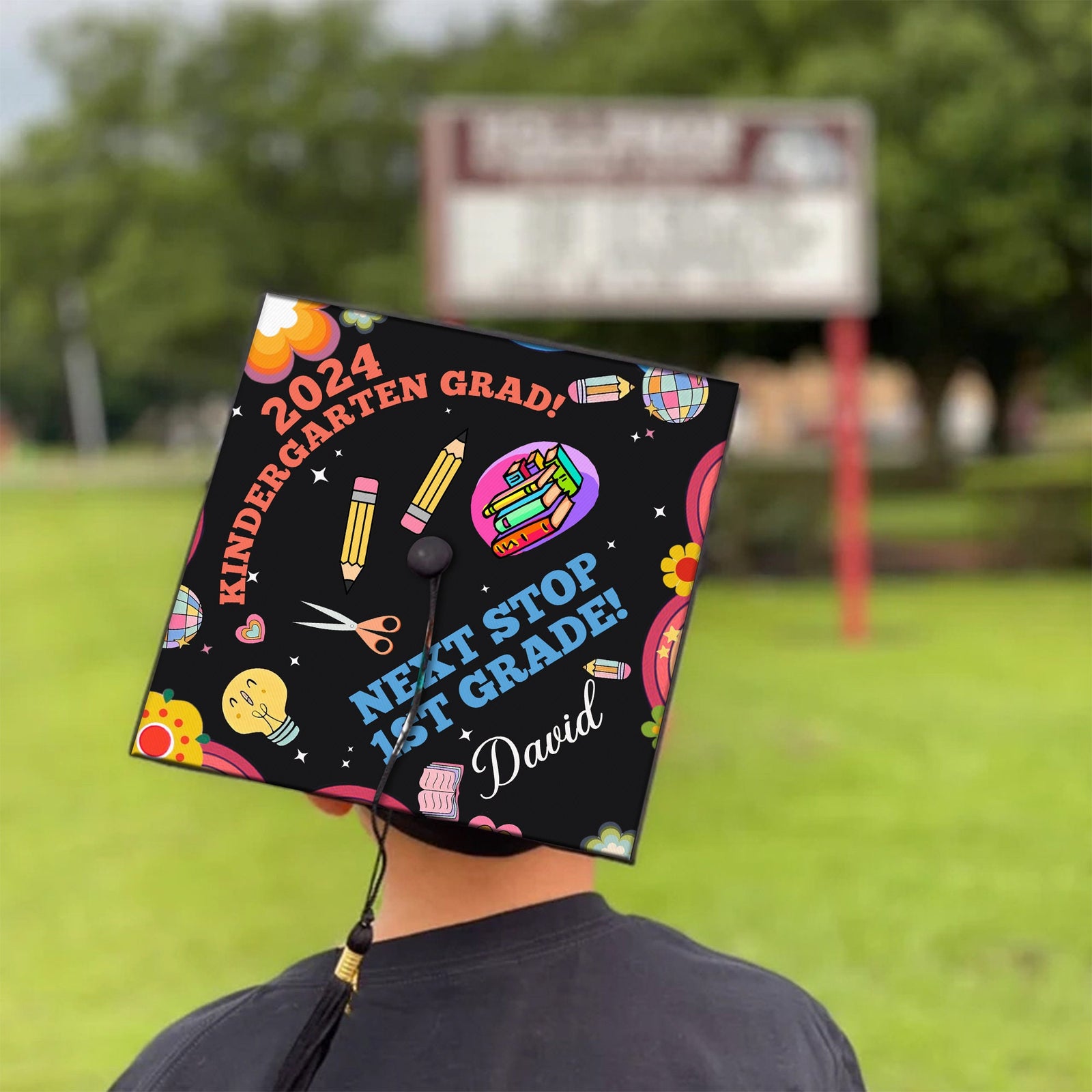 Personalized Kindergarten Graduation Cap Topper, Next Stop 1st Grade Grad Cap Topper, Custom Grad Cap Topper for kids, Graduation cap