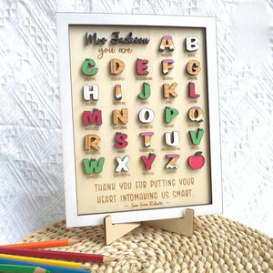 Personalized Teacher ABC Sign, Personalized Teacher Appreciation Sign, Preschool Teacher Gift, Kindergarten Teacher Gift, Teacher Thank You