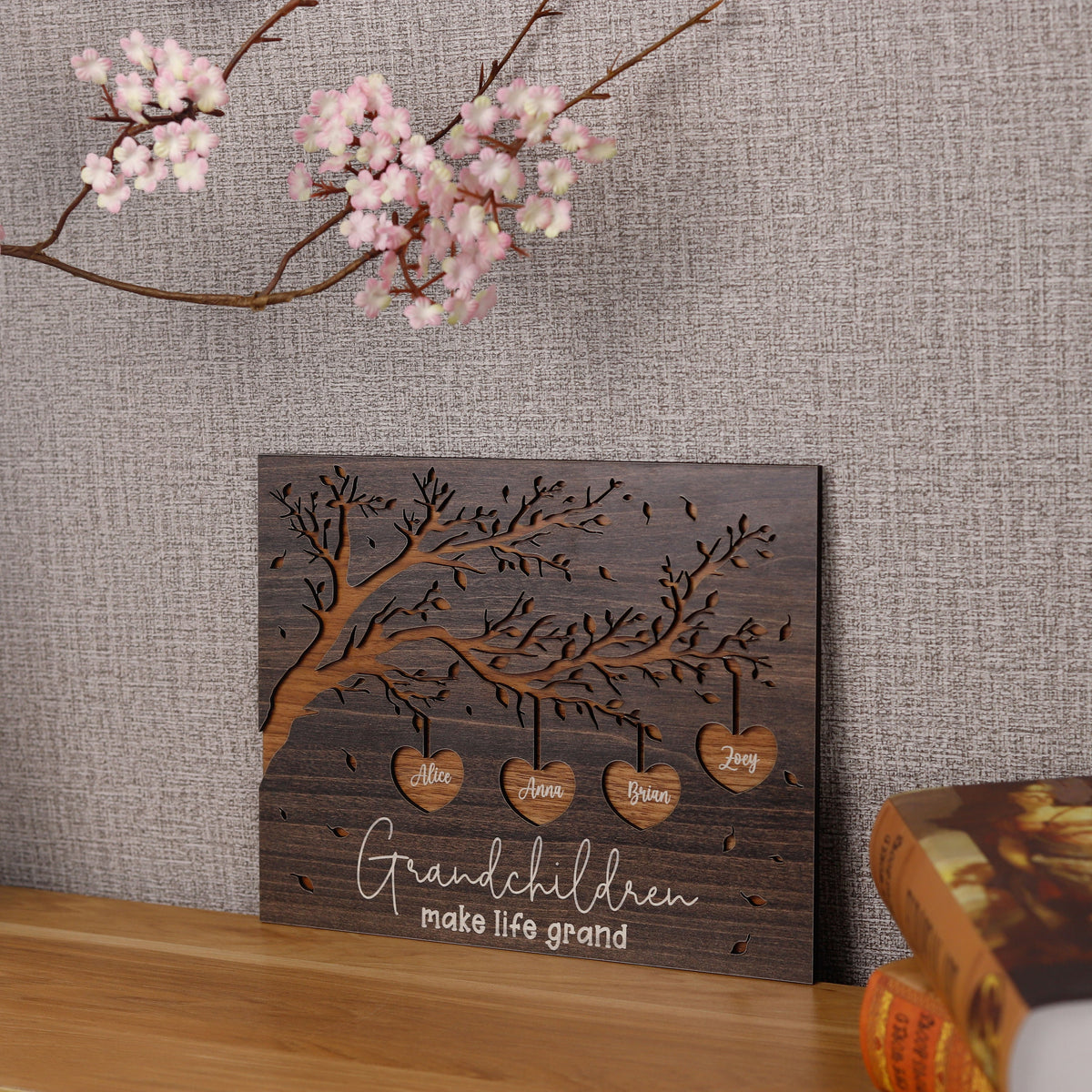 Personalized Wooden Sign for Grandparents, Gift from Grandkids, Grandchildren Names with Family Tree Plaque, Grandma Gifts, Gift for Grandpa