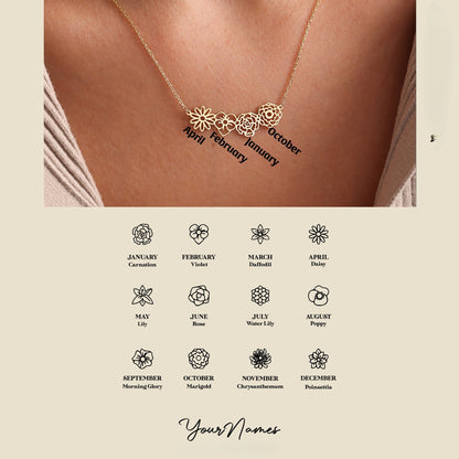 Birth flower Necklace, Birth Flower Jewelry, Personalized Gifts, Gift for grandma, Mothers Day Gifts , Necklace for mother