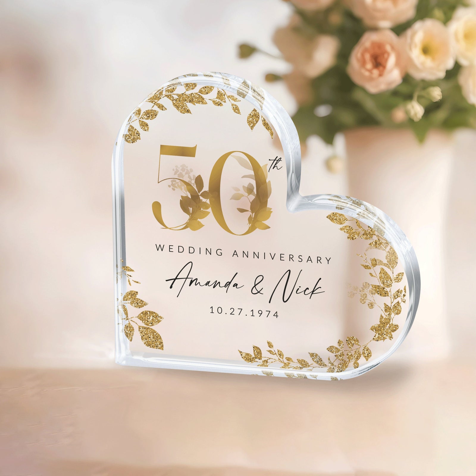 Personalized 50th Anniversary Gift, Gold Anniversary Gift, 50th Wedding Anniversary Keepsake Plaque, Gold 50th Anniversary Gift for Couple