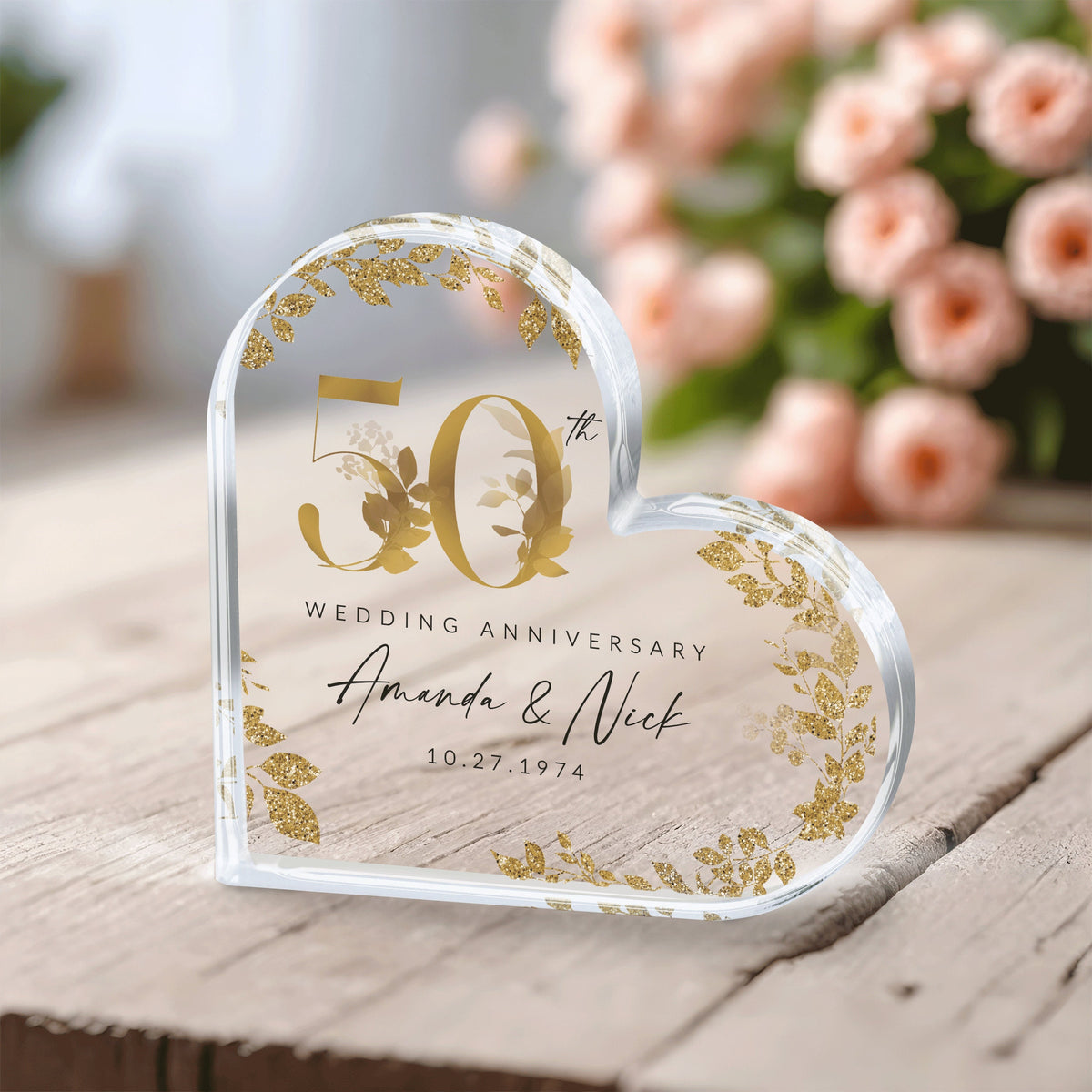 Personalized 50th Anniversary Gift, Gold Anniversary Gift, 50th Wedding Anniversary Keepsake Plaque, Gold 50th Anniversary Gift for Couple