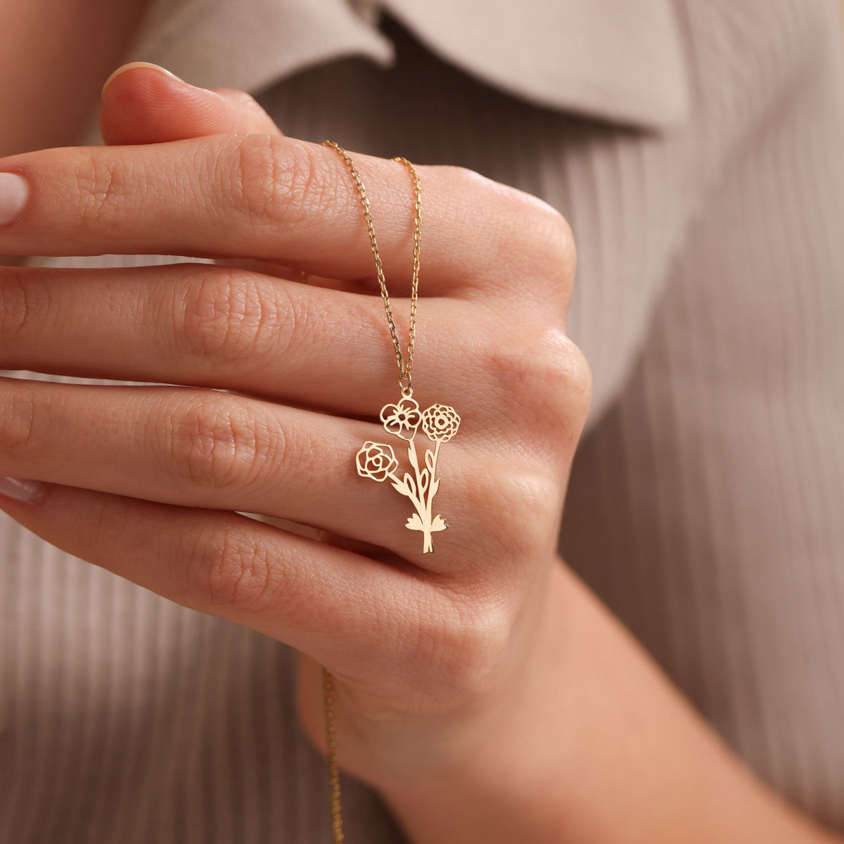 Family Birth flower Necklace , Multiple Birth Flower Bouquet Necklace, Personalized Gift, Birth flower Family Gift, Mothers day gifts