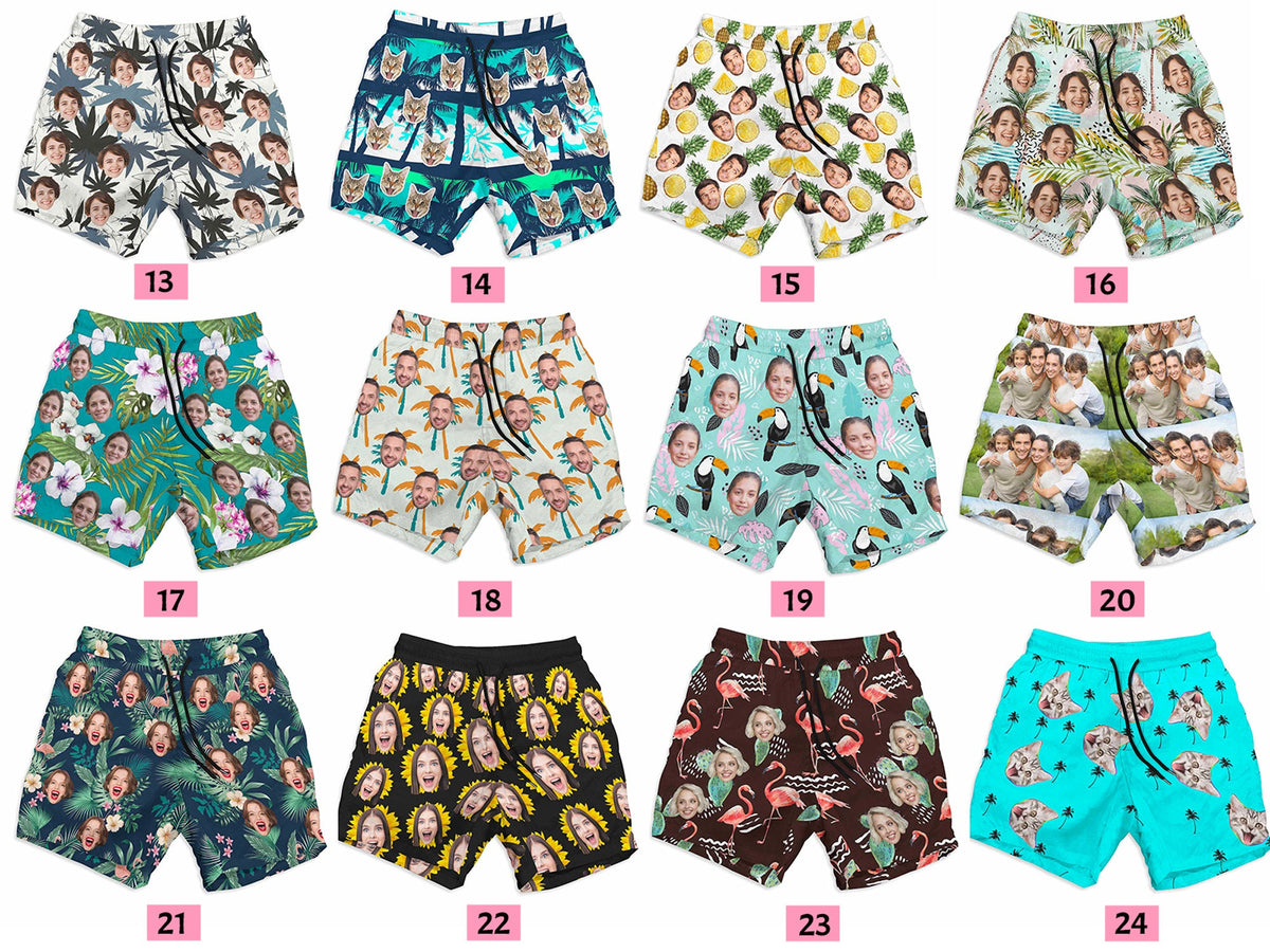 Custom Face Swim Shorts for Dad/Husband/Boyfriend, Personalized Photo Swimwear, Photo Swim Trunks, Picture Shorts Gift for Bachelor party