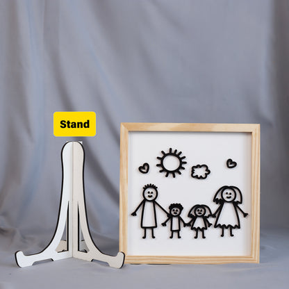 Custom Kids Drawing Keepsake, Personalized Kids Hand Drawing Wooden Sign, Custom 3D Plaque, Loved One Handwritten Frame For Mothers Day Gift