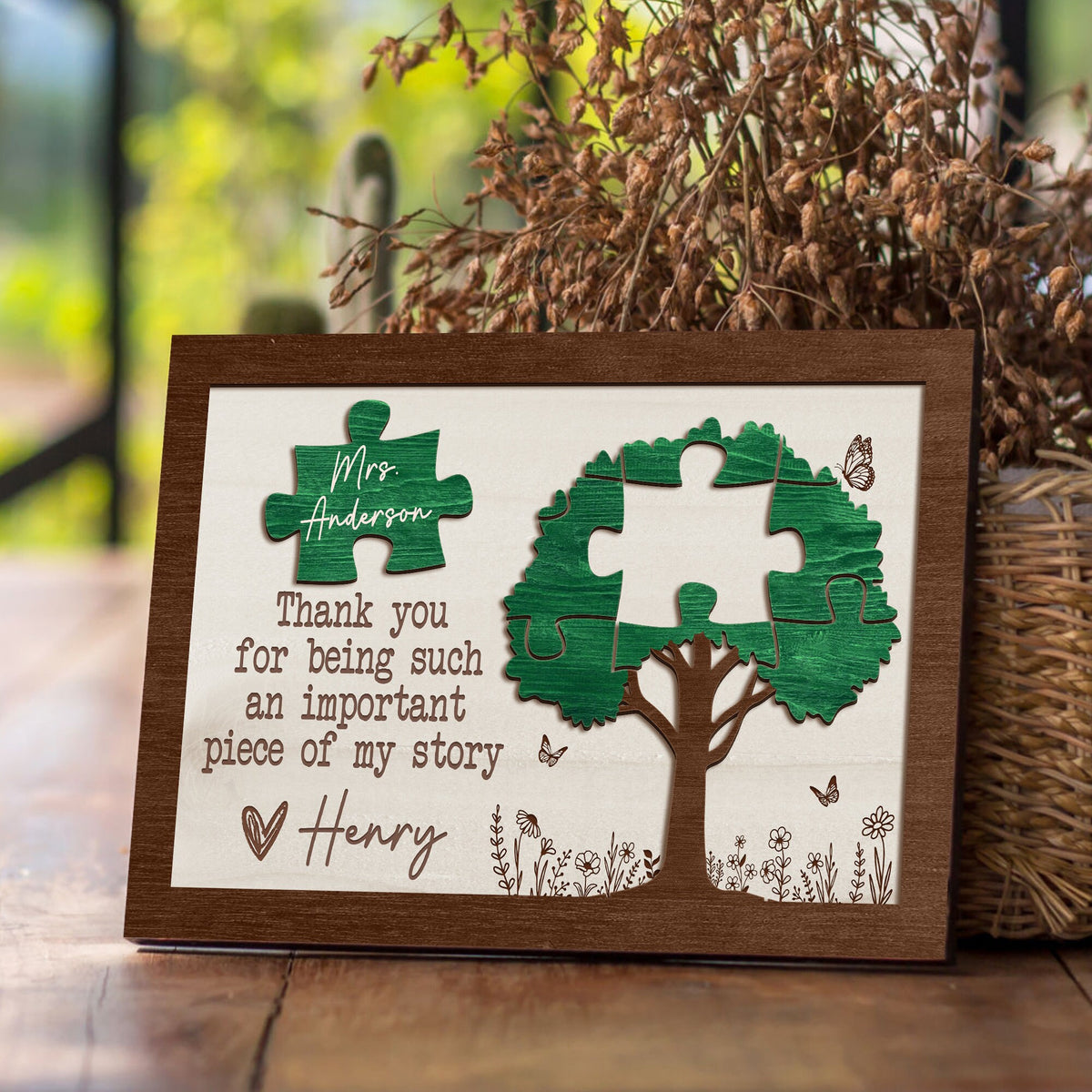 Personalized Teacher Appreciation Gifts, Teacher Gift Wooden Sign, Thank You For Being An Important Piece Of My Story, Gift For Teacher Week