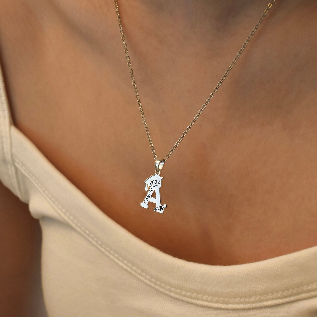 Personalized Graduation Name Necklace, 2025 Bachelor Cap Necklace, Name Necklace, 2025 Class College Necklace, Graduation Gift, Gift for Her