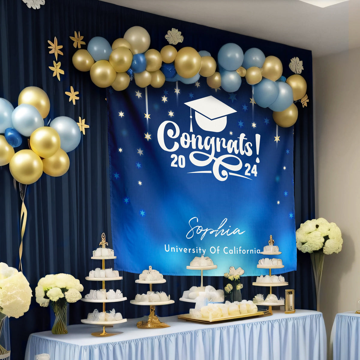 Custom Graduation Party Decor 2025, Party Backdrop Large Banner for Class, Graduation Tapestry Backdrop, Class of 2025 Photo Booth Backdrop