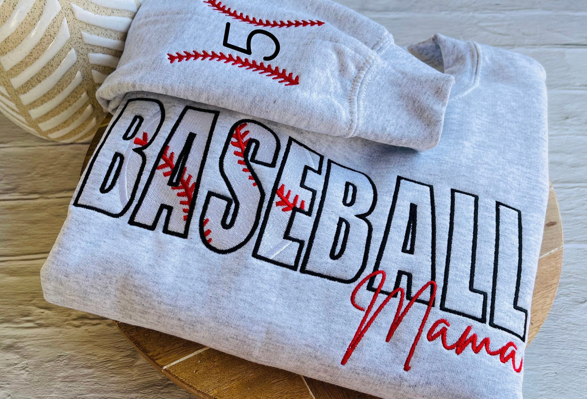 Baseball Mama Sweatshirt | Embroidered Mom Sweatshirt | Baseball Mom Shirt | Personalized Baseball Sweatshirt | Baseball Hoodie