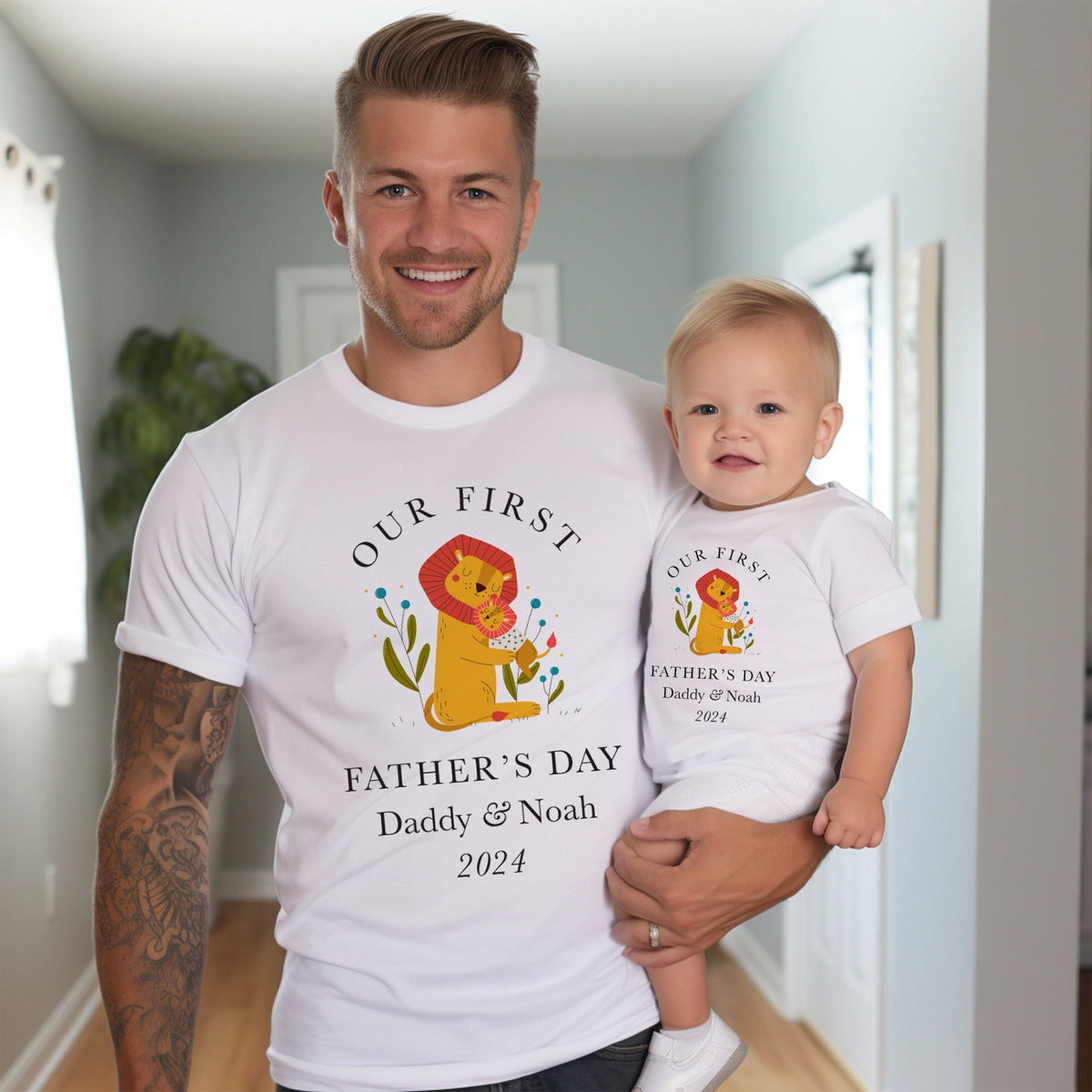 Personalised Matching Our First Father's Day T-shirt Funny Daddy and Baby Gift Dad and Me tee 1st Fathers Day Keepsake Dada Baby bodysuit