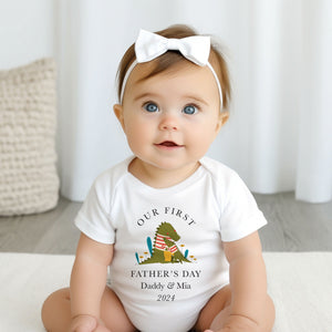 Personalised Matching Our First Father's Day T-shirt Funny Daddy and Baby Gift Dad and Me tee 1st Fathers Day Keepsake Dada Baby bodysuit