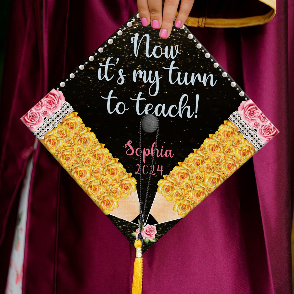 Personalized Teacher Graduation Cap Topper, Now It's My Turn To Teach Graduation Cap Topper, Class Of 2025, Future Teacher Gifts