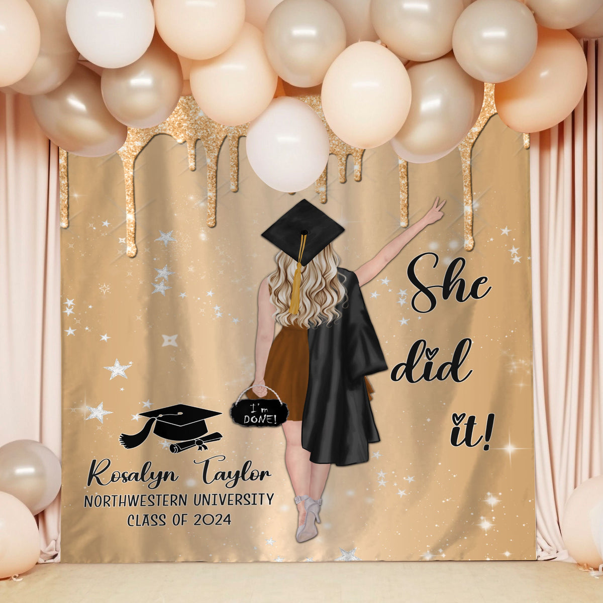 Personalized Congrats Graduation Party Tapestry Backdrop, High School Graduation Party Ideas, Graduation Party Decorations, Class Of 2025